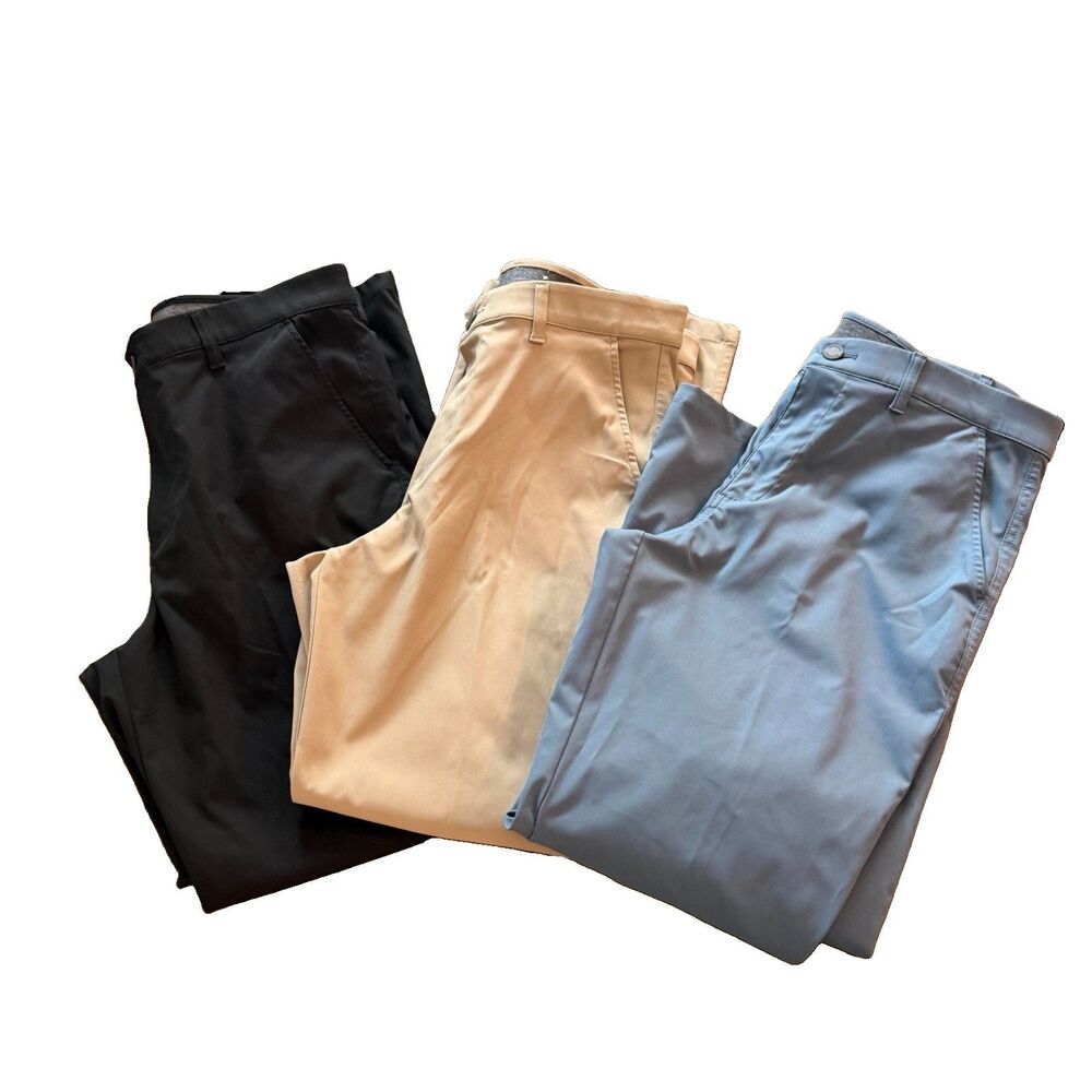 32 Degrees Men's Chino Golf Pants Lot 3 Black Khaki Blue 32x30 Stretch